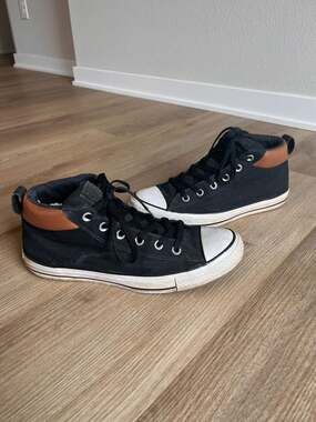 Converse Chuck Taylor All Star High Street Canvas Mid Sneakers Black Tan, Mens 9